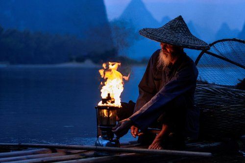 Old Fisherman with Cormorants on the Li river
