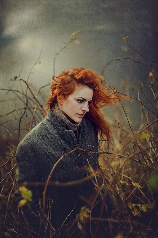 helios, болото, девушка, люди, настроение, осень, пасмурно, рыжая, текстура, цвет, Елена Галицкая