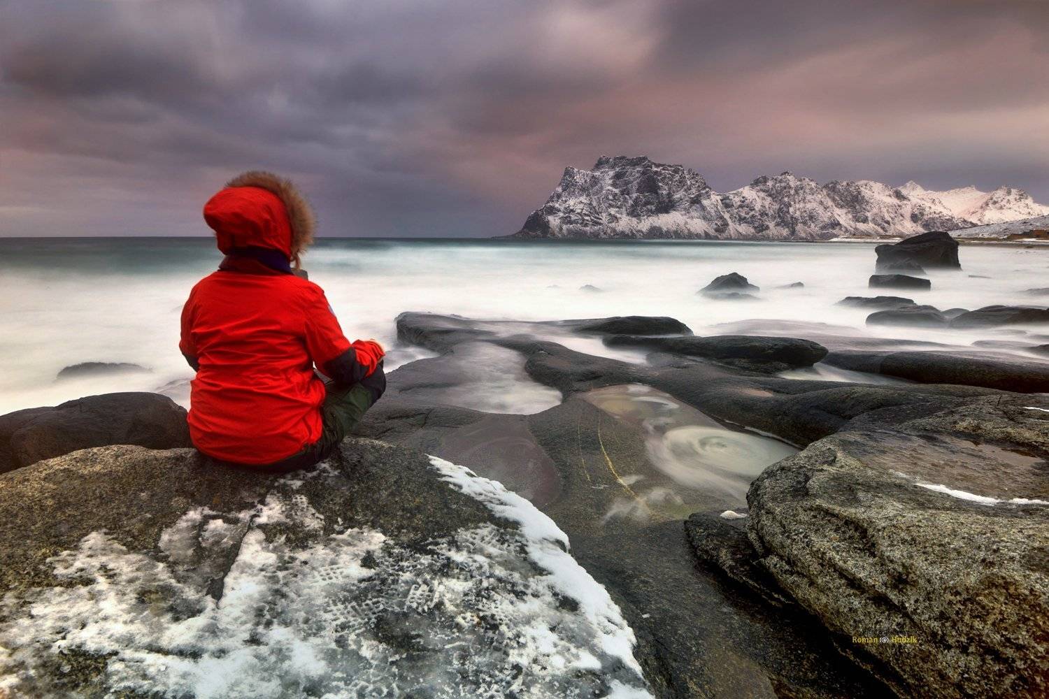 Lofoten, landscape, sunset, clouds, long exposure, sea, water,, Roman Hudzik