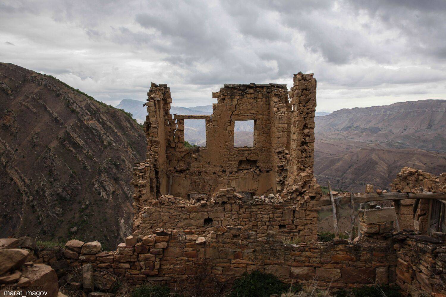развалины,аул,горы,вершины,пейзаж,небо,деревья,дагестан,природа, Marat Magov