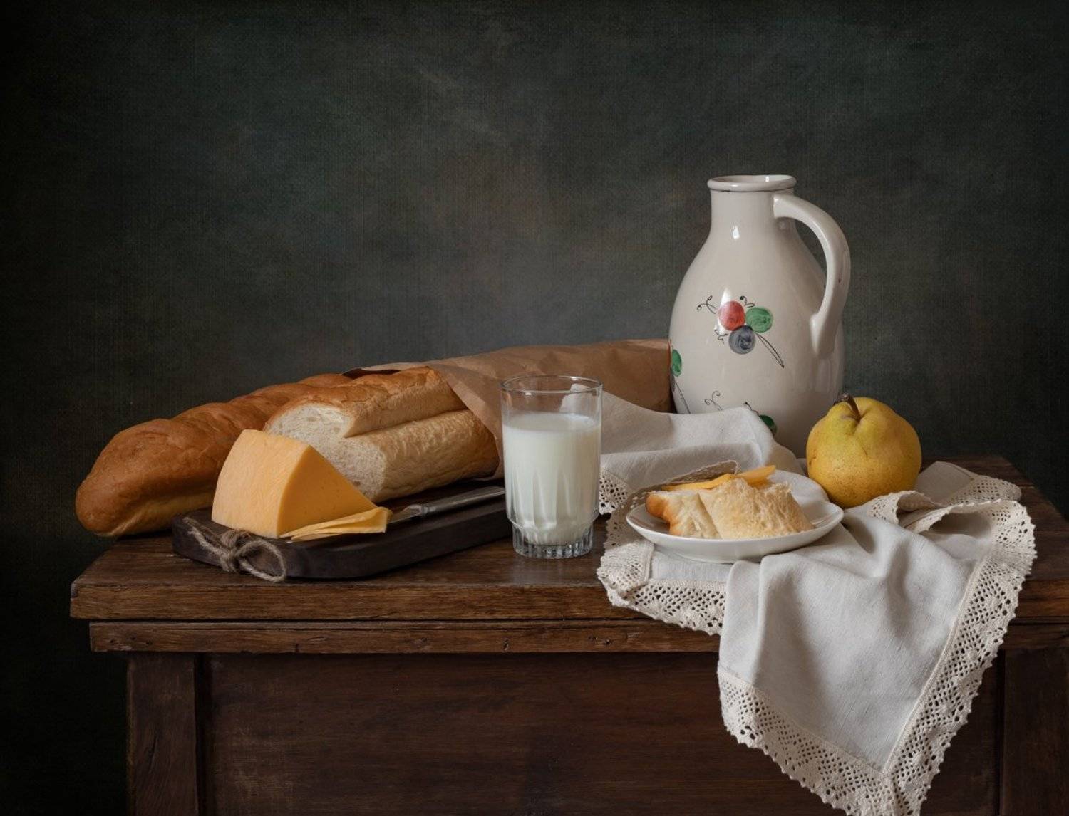 натюрморт, хлеб, сыр, Оля