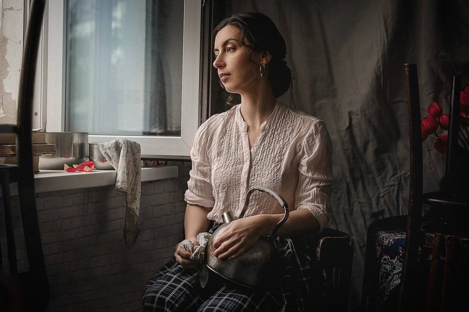 портрет, автопортрет, женский портрет, естественный свет, окно, Надежда Бочарникова