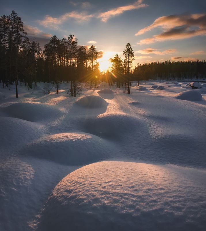 закат на реке Колвица Кольский п-ов фото превью