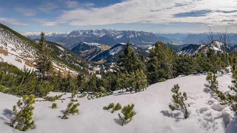 альпы, зима, поход, горы, облака, дерево, солнце, Альпы фото превью