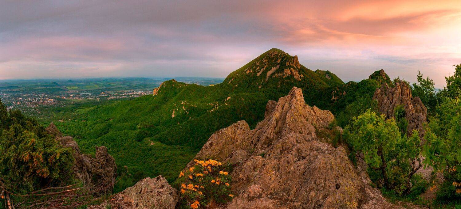 рассвет,бештау,скалы,пейзаж,панорама,природа,май, Елена Брежицкая