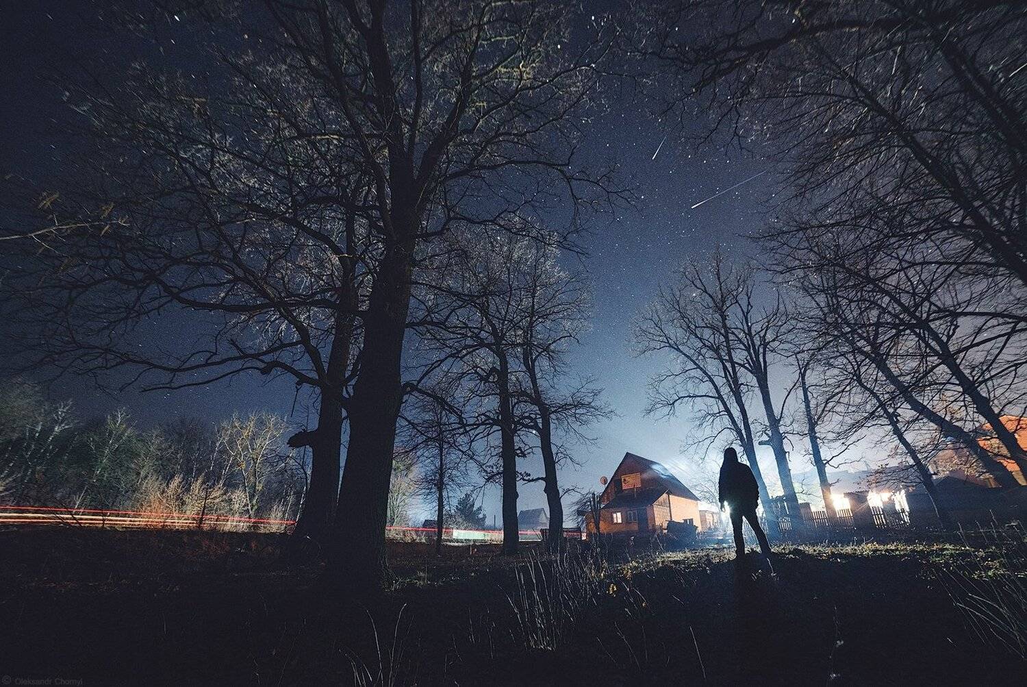 самопознание, адвайта, самоисследование, духовный поиск, ночь, звезды, кометы, безмолвие, силуэт, деревья, пейзаж, украина, коростышев,, Александр Чорный