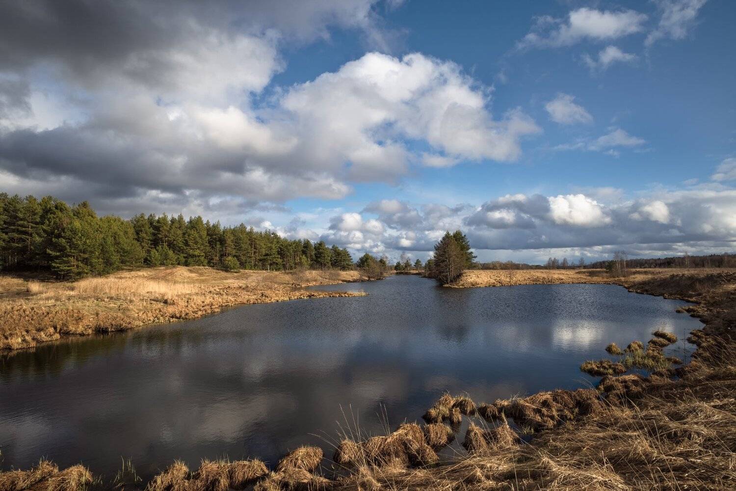 весна,река,разлив,небо,облака,отражение, Виталий Полуэктов