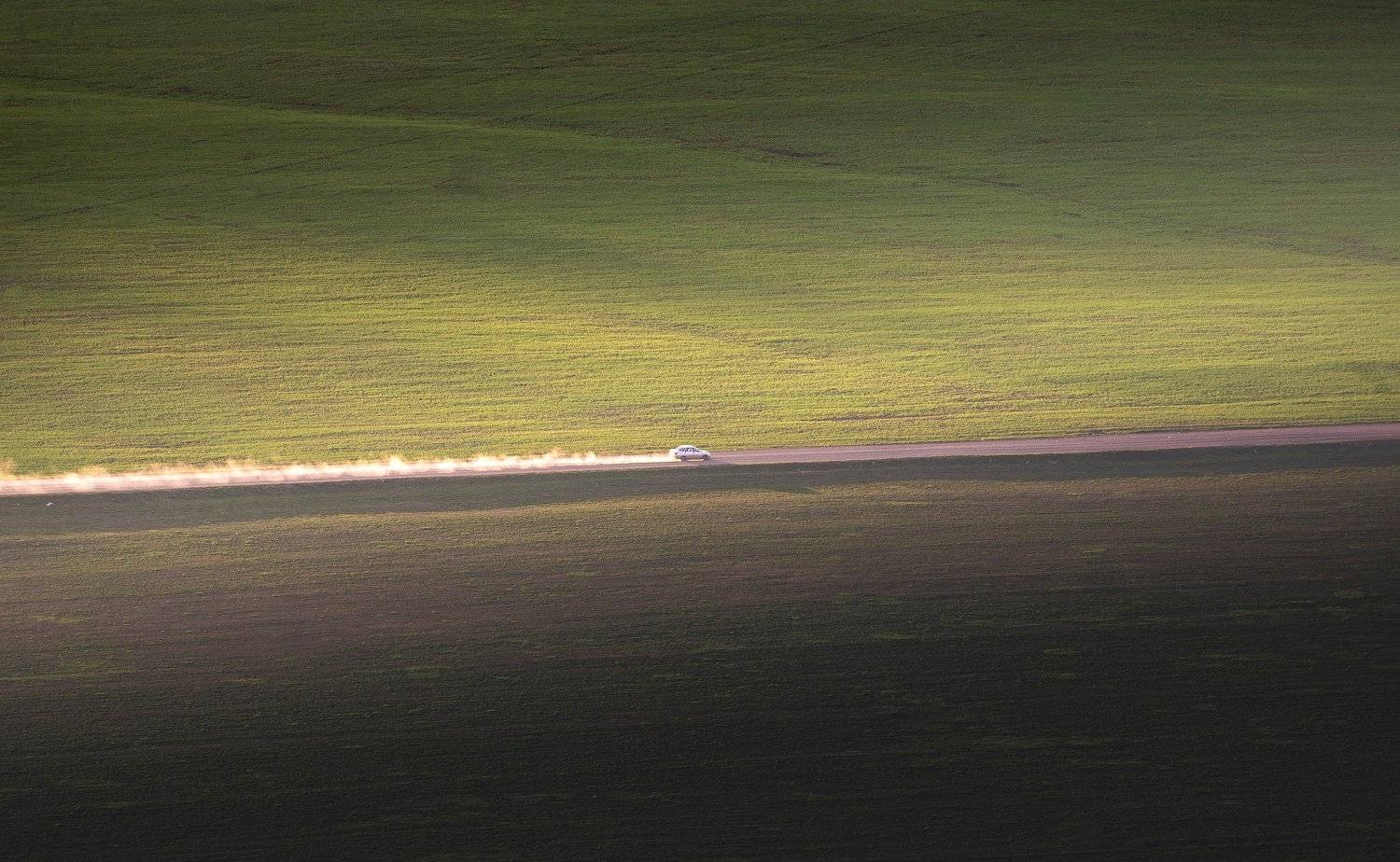 пейзаж, минимализм, дорога, поле, закат, Даниил Силантьев