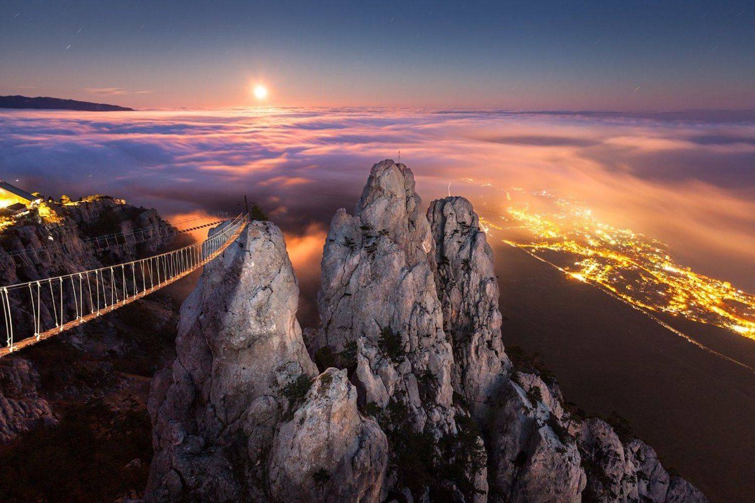 ай-петри, крым, ночное небо, полная луна, ялта, Денис