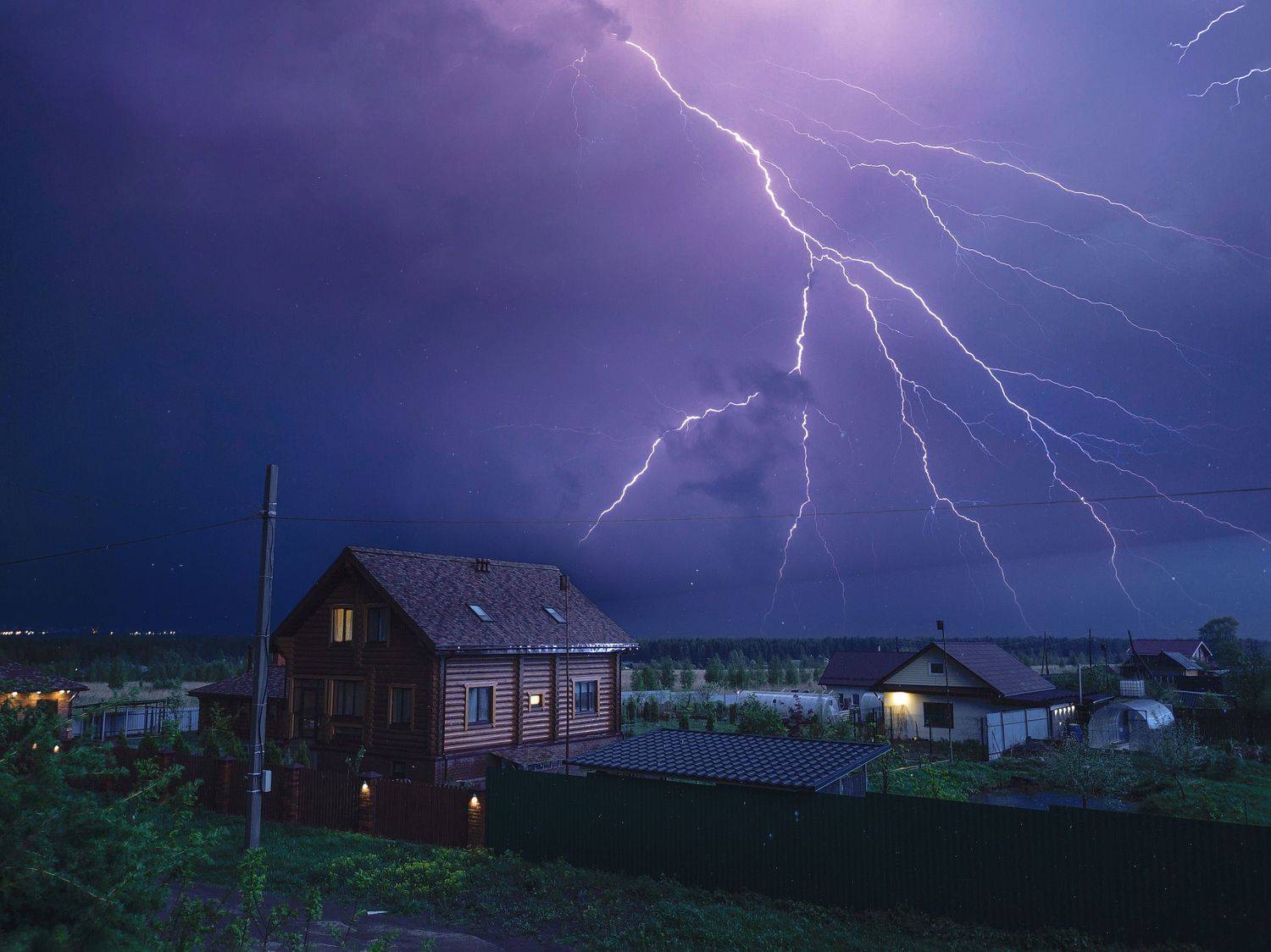 гроза, ночь, молния, пейзаж, Марк Кривошеин