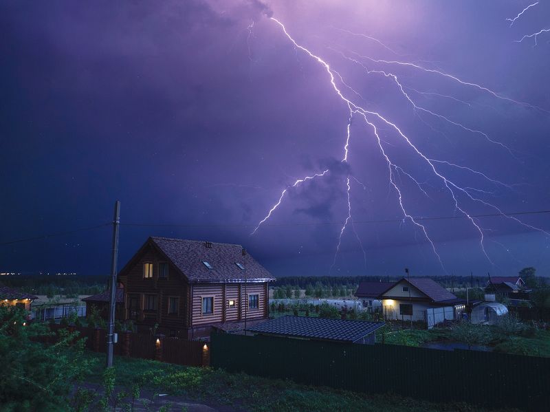 гроза, ночь, молния, пейзаж Ночная гроза в мае фото превью