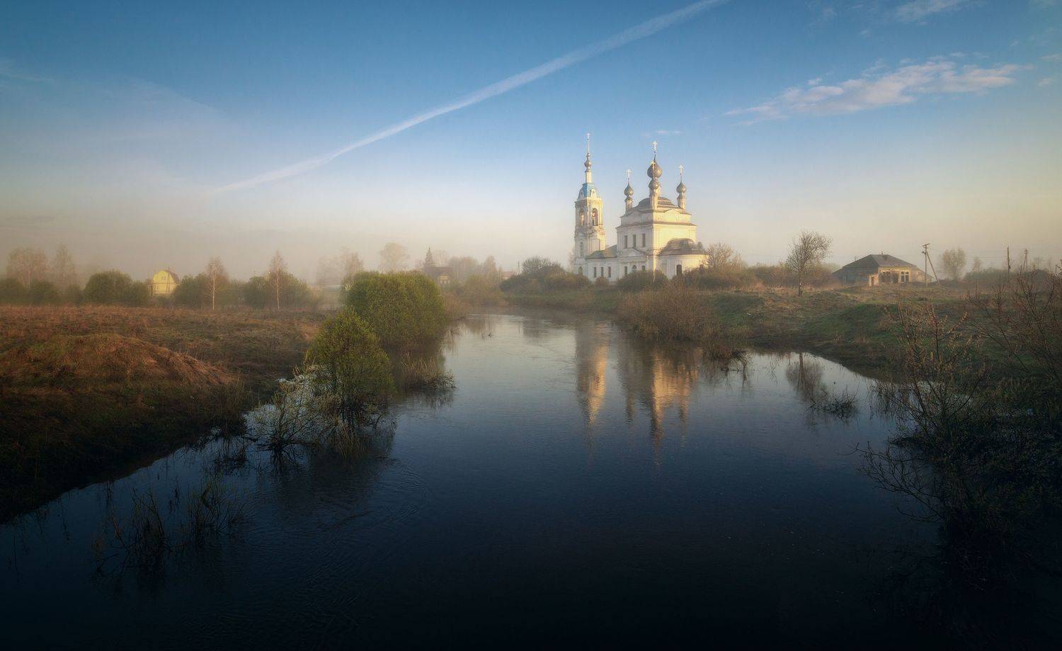 туман, храм, утро, Александр Стрельчук