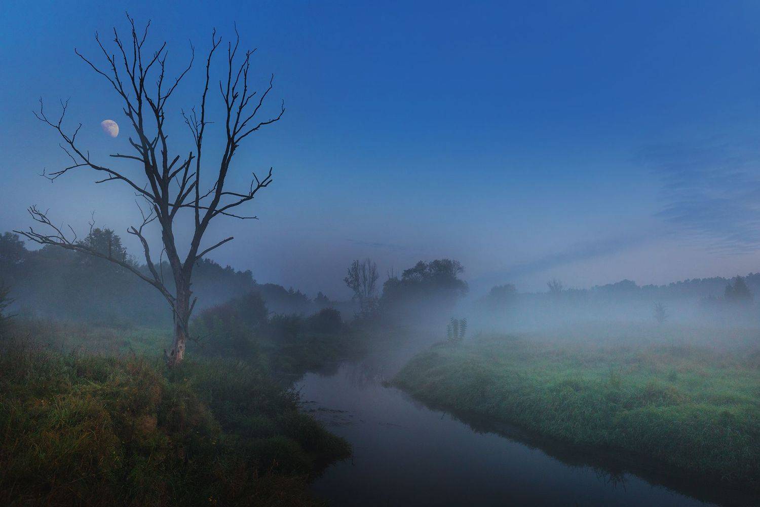 #river, #blue, #night, #day, #color, #moon, Krystian