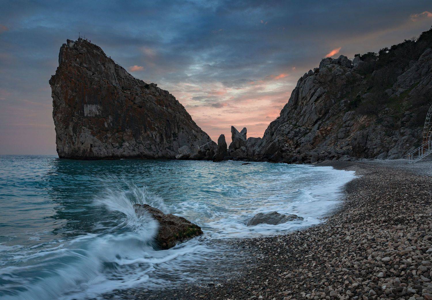 вечер, море, закат, крым, скалы, Дмитрий Юдин