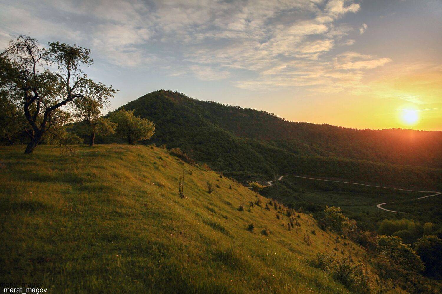 горы,утро,сад,вершины,пейзаж,небо,деревья,дагестан,природа, Marat Magov