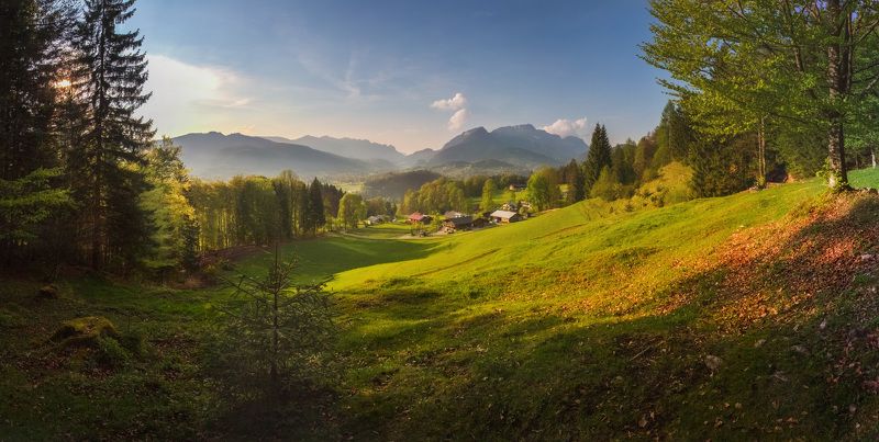 германия, бавария, горы, облака, весна, берхтесгаден Бавария весенняя. фото превью