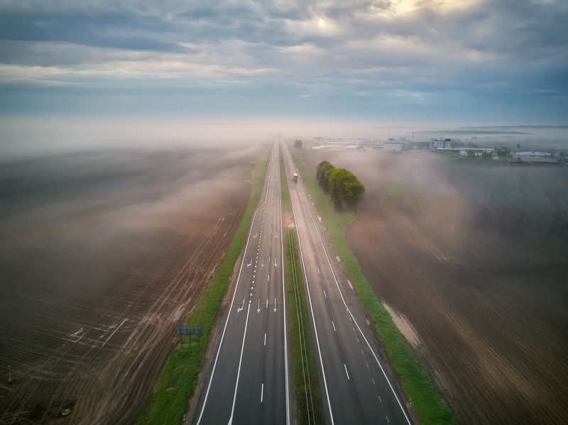 беларусь, весна, дождь, дорога, май, рассвет, туман, утро Уходя в туман фото превью