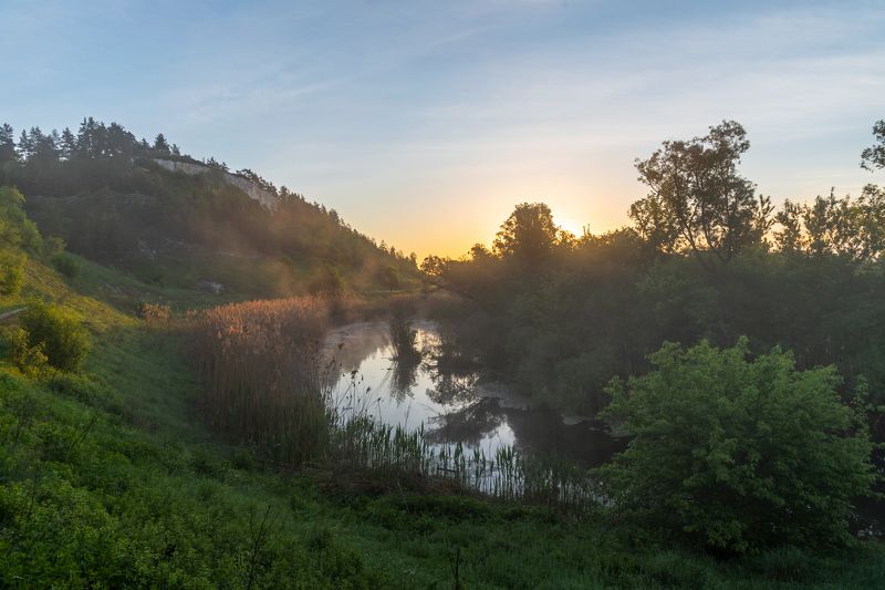 дмитриевское городище, рассвет, село доброе, река, река короча На рассвете. фото превью