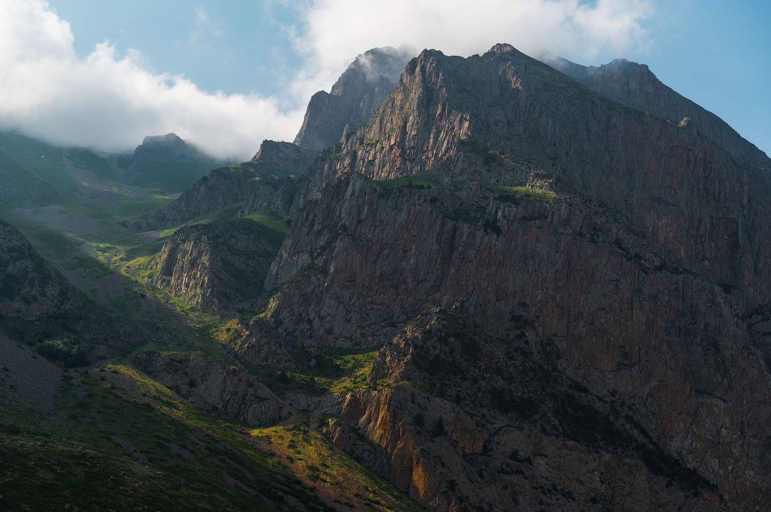 mountains sky clouds plateau range landscape spring rock caucasus, Егор Бугримов