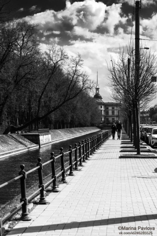 чёрно - белое фото, монохром, стритфото, уличная фотография, лебяжья канавка, михайловский замок, город, петербург, nikon Чёрно-белая весна 2021го фото превью