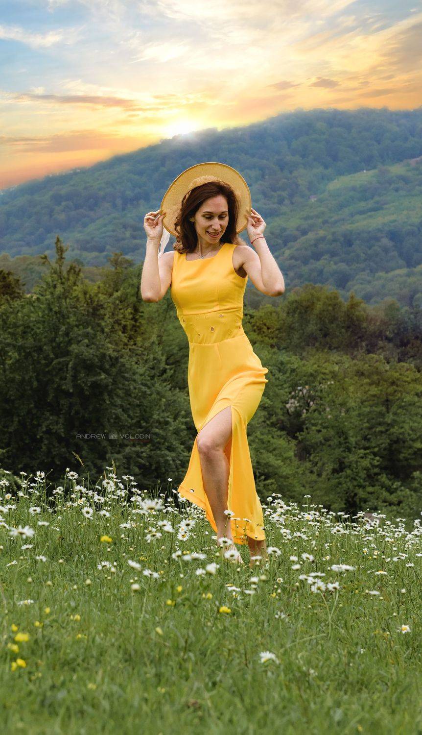 ромашки девушка поле портрет шляпка сочи, Андрей Володин