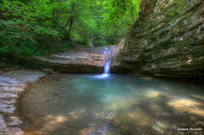 пейзаж, вода, водопад, лето, зелень, пшада По дороге к Пшадскому водопаду фото превью