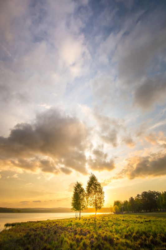 весна закат вода облака солнце Май фото превью