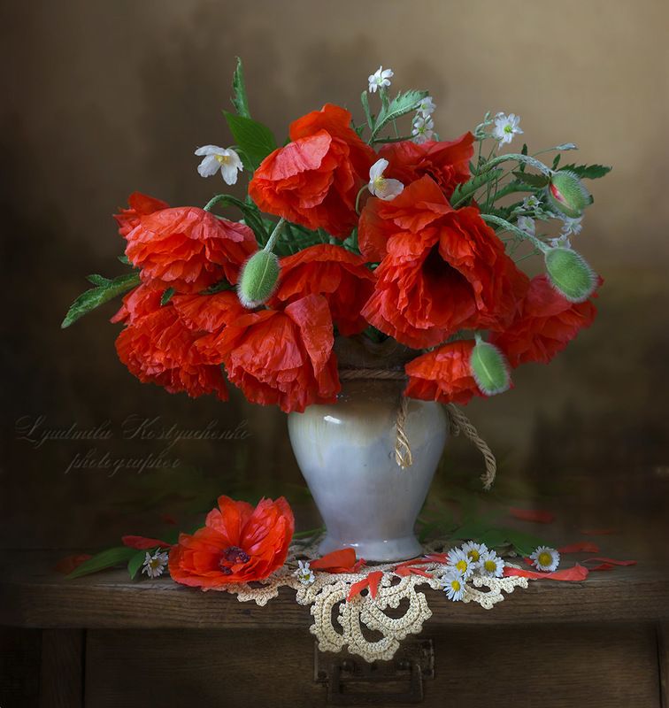 художественное фото,натюрморт,букет с цветами,с маками. Чудо маки. фото превью