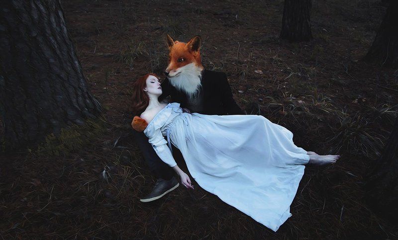 Девушка, Душа, Красота, Лес, Лиса, Сказка, Сюрреализм Родственные души фото превью