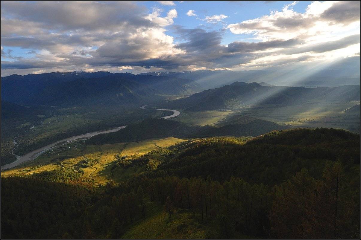 алтай, с.тюнгур, вечер, лучи, р.катунь, АНАТОЛИЙ ДОВЫДЕНКО