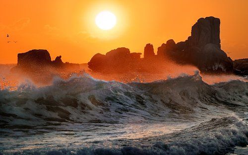 Waves and rocks