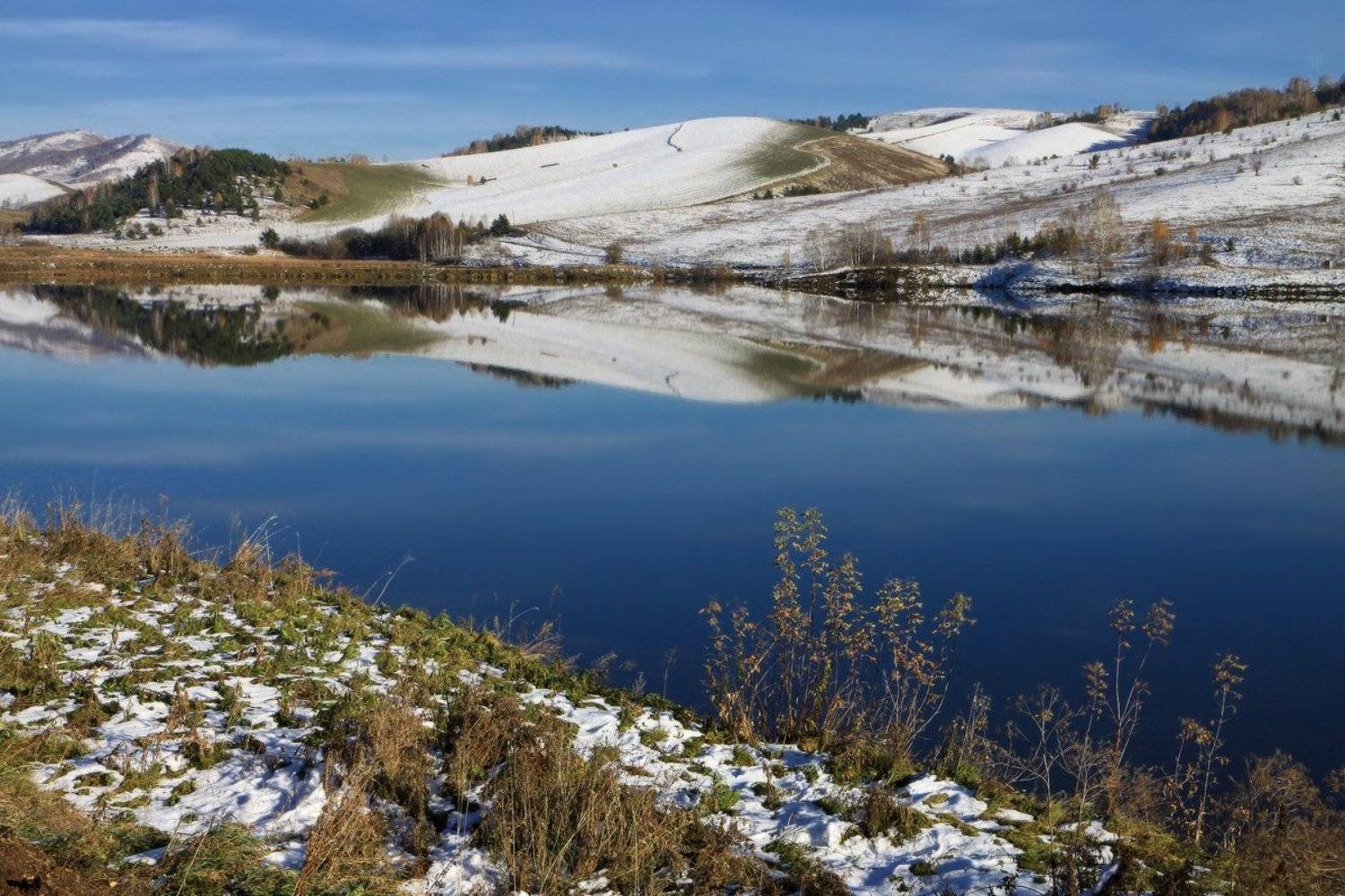 осень, зеркало, снег, Галина Хвостенко