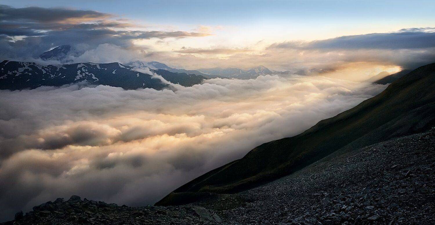 приэльбрусье, река, облака, Сергей Хромов