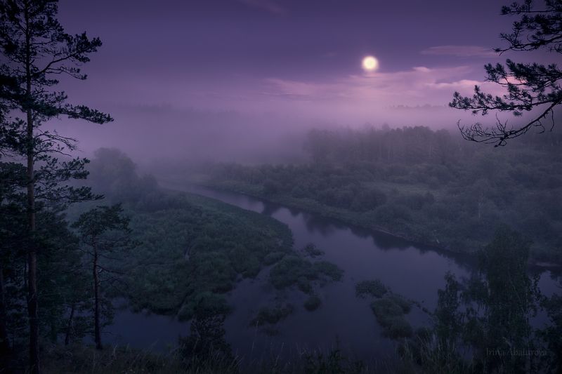 урал, оленьи ручьи, ночь, туман, луна Восход луны над рекой Серга фото превью