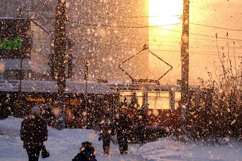 Закатный снег фото превью