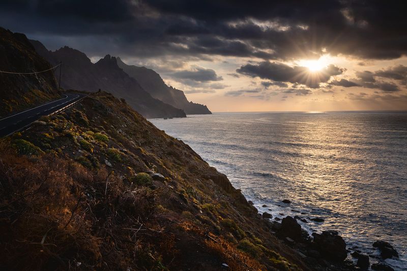 mountains, spring, spain, sunset, ocean Mountains on the Ocean фото превью