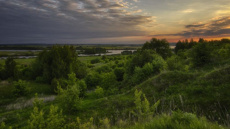 реки, восход,красоты средней полосы россии. На слиянии двух рек. фото превью