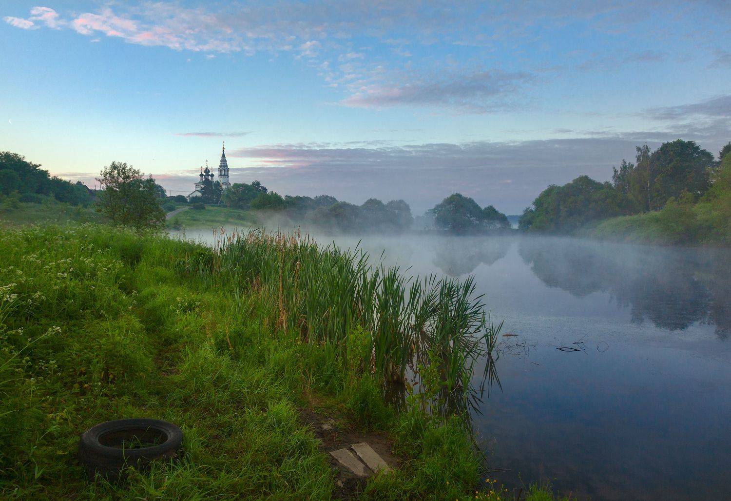 туман, храм, утро, село, валищево, Александр Стрельчук