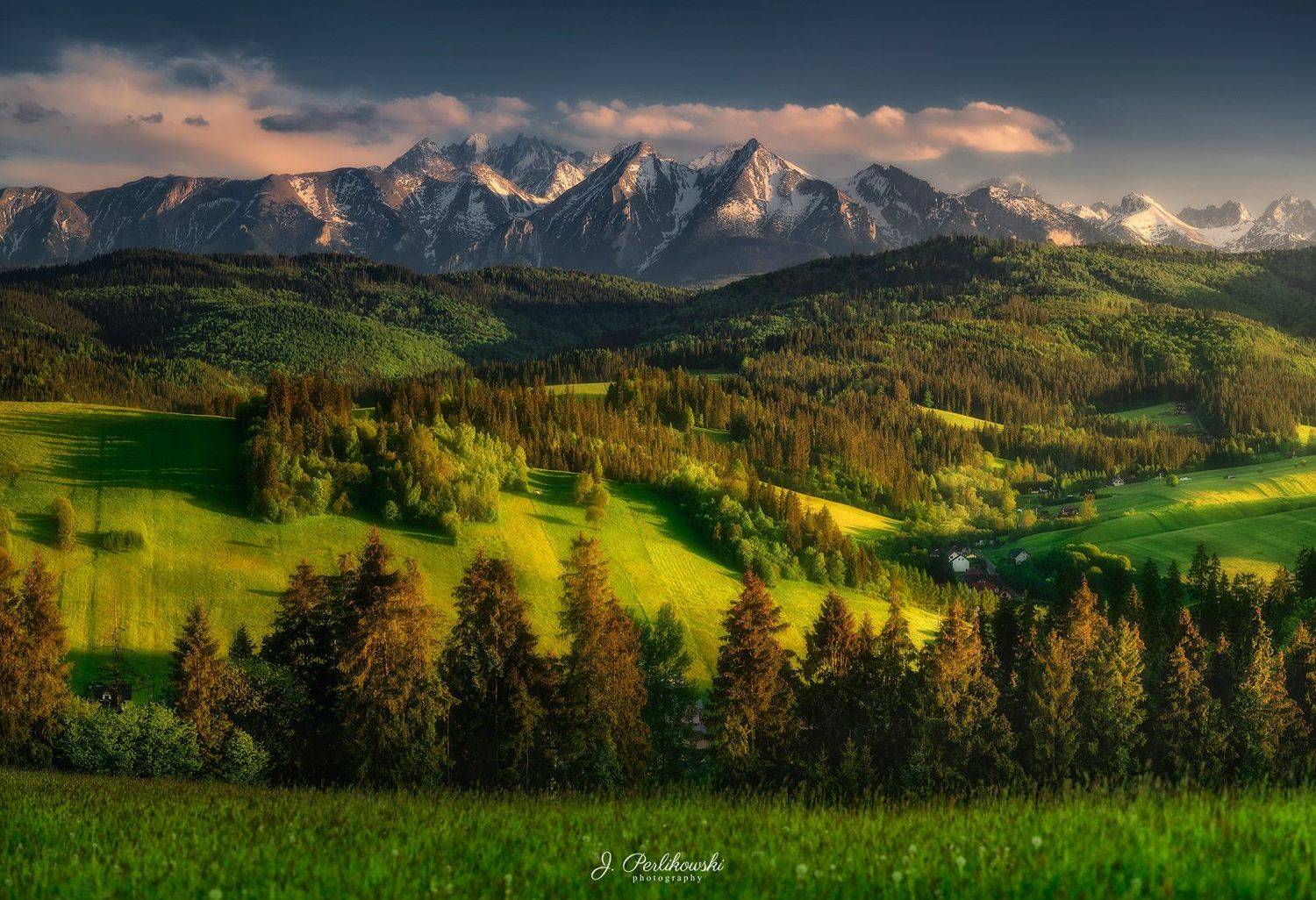 mountains, spring, sunset, Jakub Perlikowski