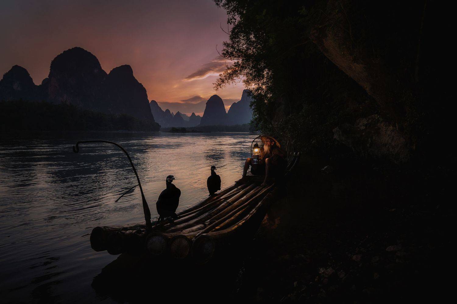 fisherman, china, yangshuo, cormorant, Токарев Олег