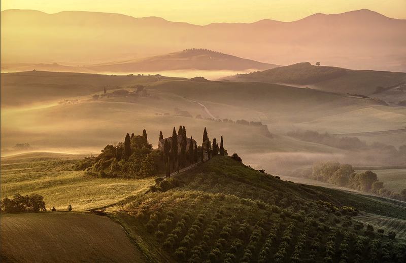 #tuscany, #late, afternoon, #landscape, #nature Early morning Tuscany view фото превью