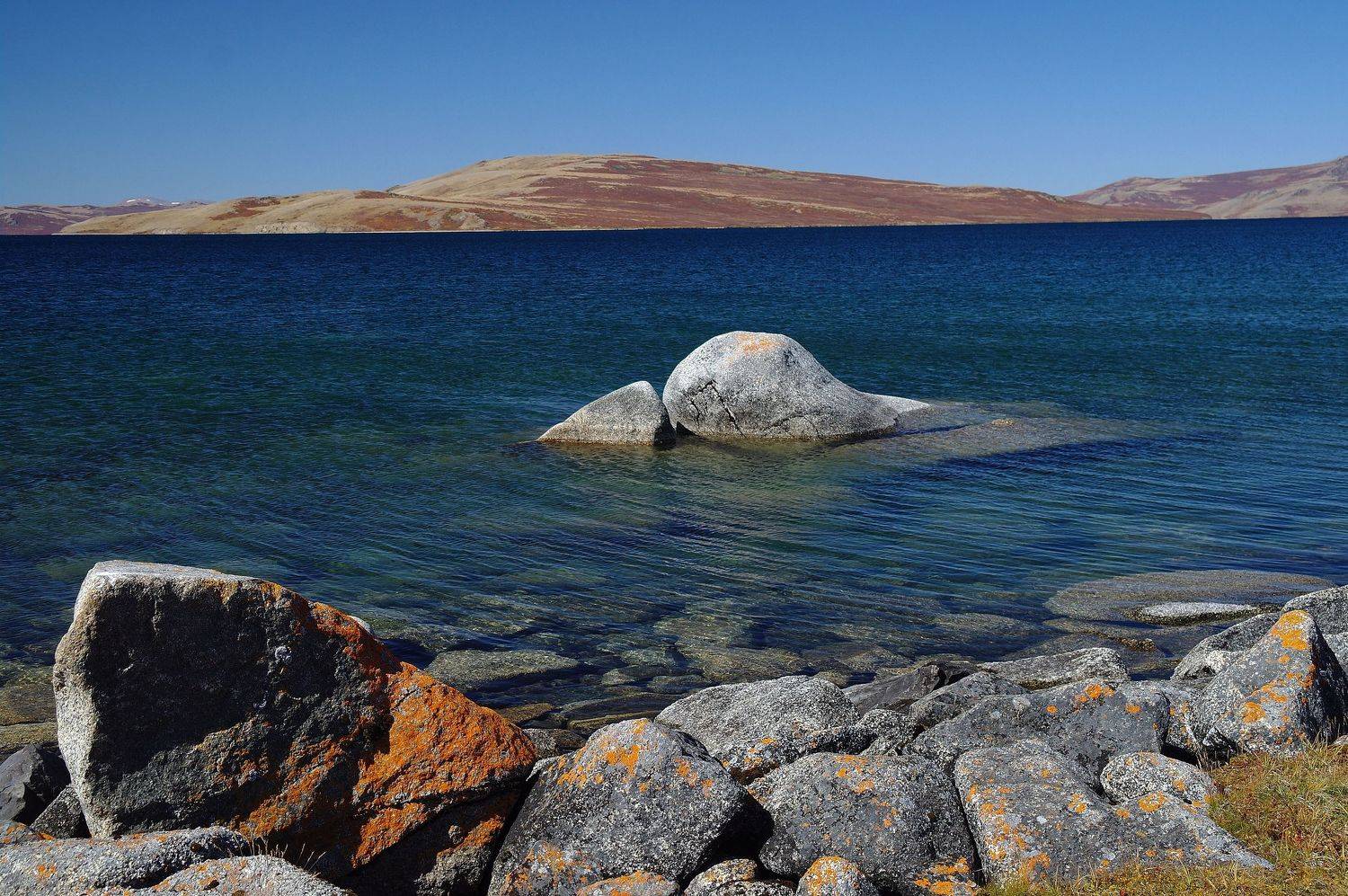 озеро, камни, прозрачная, чистая, вода, лишайники, пустынные берега, Дмитрий Ткаченко