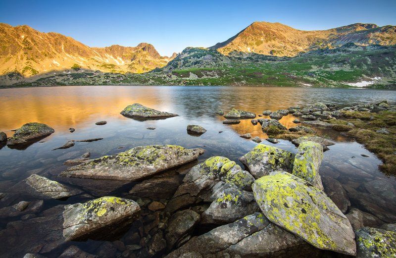 glacier lake, lake, mountain, stone, sunrise Bucura Glacier Lake фото превью