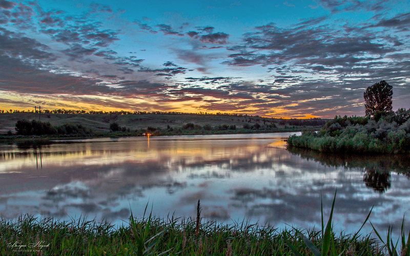 рассвет, утро, небо, облака, отражения, рыбалка Мой костёр в тумане светит... фото превью