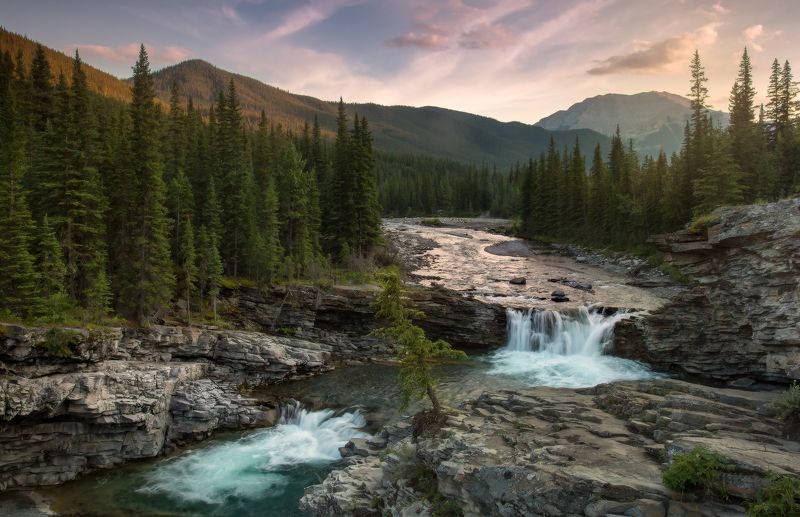 canada, rockies, sheep, river, falls Водопады фото превью
