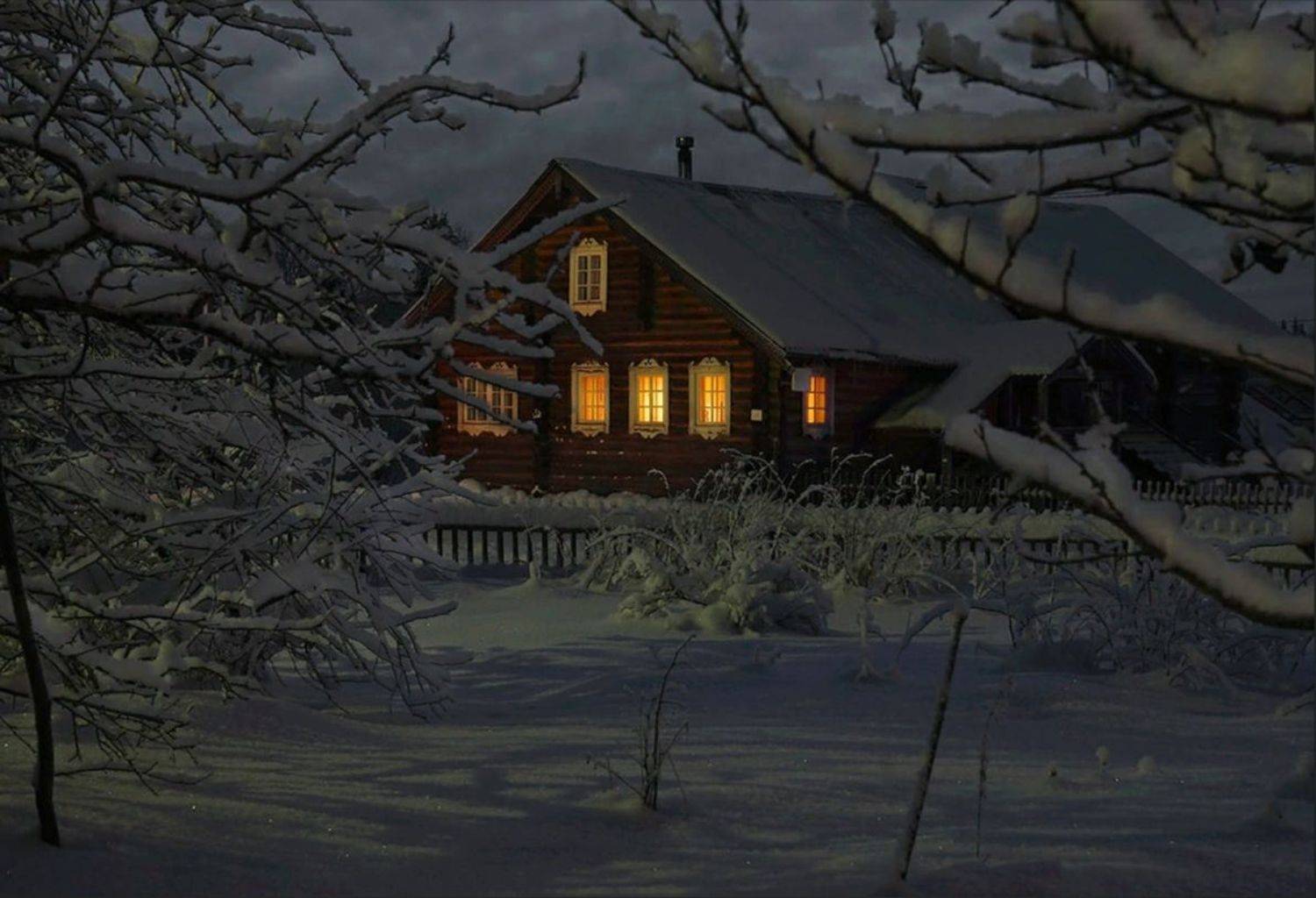 изба, деревня, карелия, зима, Петр Косых