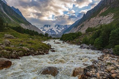 a mountain river is bubbling....