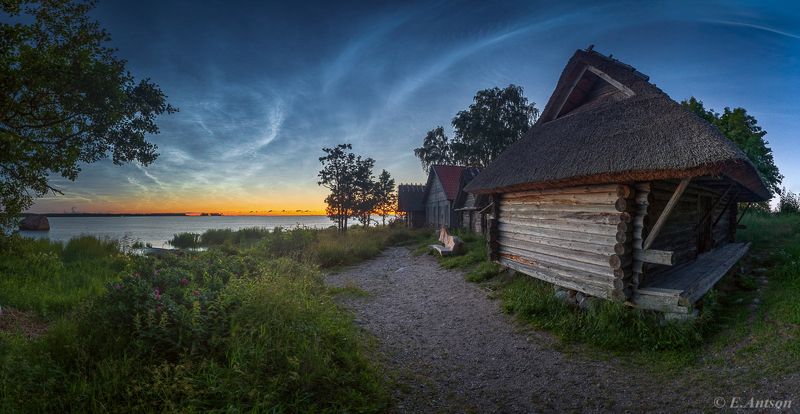 пейзаж,  природа,  море,  ночь,  эстония Летняя ночь в рыбацкой деревне фото превью