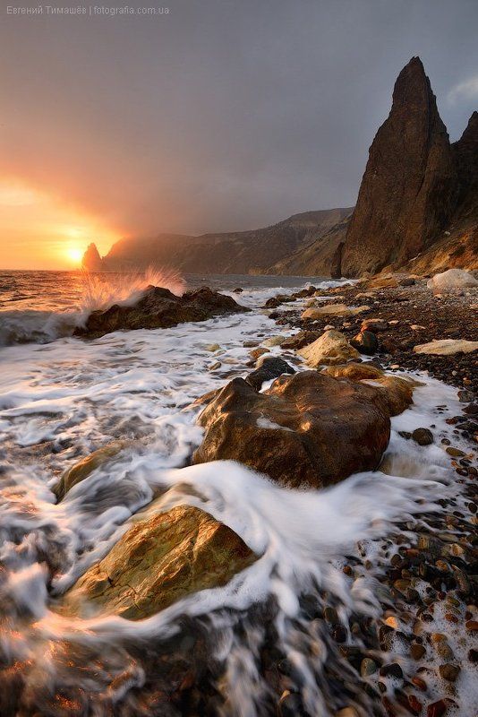 крым, пейзаж, черное море Вечер на Яшмовом пляже фото превью