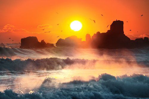 Water fog in the morning